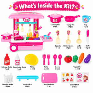 Luxury kids kitchen set Portable Cooking Suitcase Playset with Lights & Sounds - Kids Toys