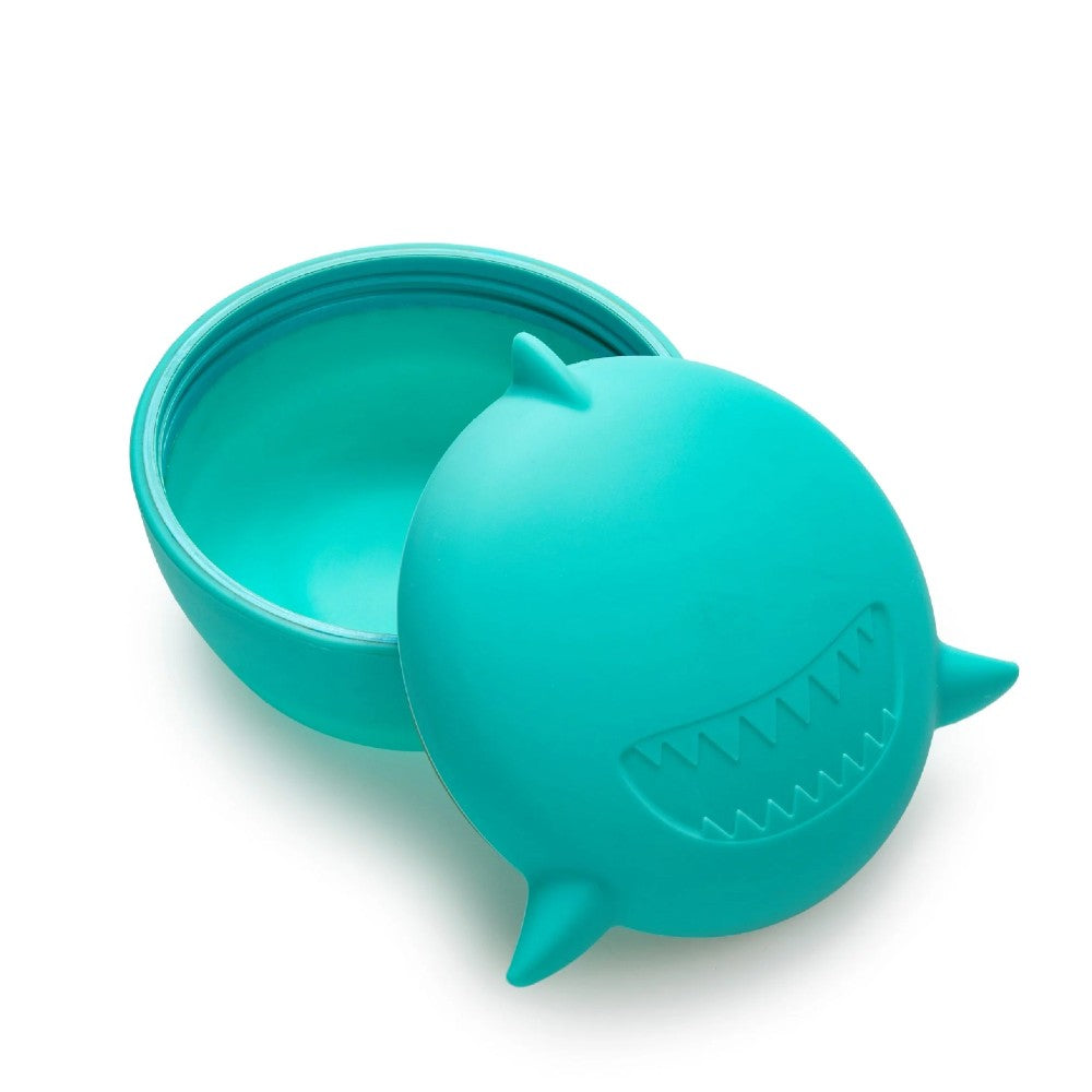 Melii Silicone Bowl with Lid & Utensils- Shark Blue