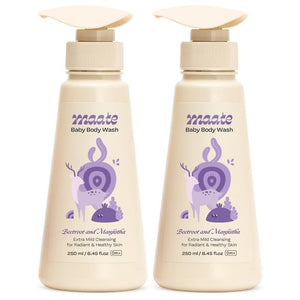 Maate Baby Body Wash | With Ayurvedic Herbs Beetroot, Manjistha & Neem extracts | Body Wash for Dry & Sensitive Skin | Natural & Vegan | Tear-free & pH Balanced | Soap Free (250ml (Pack of 2)) -
