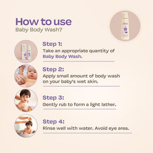 Maate Baby Body Wash | With Ayurvedic Herbs Beetroot, Manjistha & Neem extracts | Body Wash for Dry & Sensitive Skin | Natural & Vegan | Tear-free & pH Balanced | Soap Free -50ml (Pack of 1) - Baby Body Wash