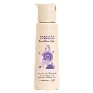 Maate Baby Body Wash | With Ayurvedic Herbs Beetroot, Manjistha & Neem extracts | Body Wash for Dry & Sensitive Skin | Natural & Vegan | Tear-free & pH Balanced | Soap Free -50ml (Pack of 1) - Baby Body Wash