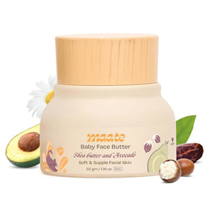 Maate Baby Face Butter 50 gm | Enriched with Shea Butter & Avocado | Soft, Nourished & Supple Facial Skin | Light & Quick Absorbing Lotion | Moisturizing Cream For Face | For Babies & Kids 0m+ - Baby Cream