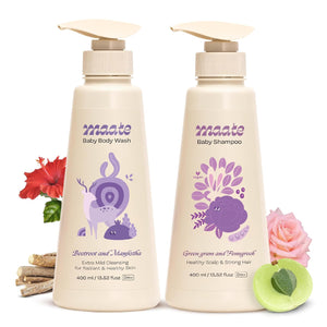 Maate Baby Gentle Wash Combo Pack for Kids | Baby Body Wash & Shampoo (400ml each) | Tear-free formula | Natural & Vegan | Paraben & Sulphate-Free Head to Toe Wash | Perfect for baby's sensitive skin - Baby Body Wash