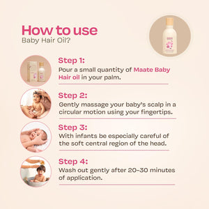 Maate Baby Hair Massage Oil Baby Hair Growth and Scalp Conditioning Using Traditional Ayurvedic Methods, Cream, 150ml - Baby Grooming Kit