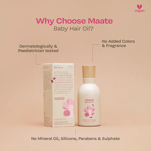 Maate Baby Hair Massage Oil Baby Hair Growth and Scalp Conditioning Using Traditional Ayurvedic Methods, Cream, 150ml - Baby Grooming Kit