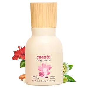 Maate Baby Hair Oil (50 ml) | Enriched With Hibiscus, Bhringraj & Vitamin Rich Almond | For Healthy Hair, Scalp Conditioning, Moisturizes & Soothes | 0-12 Years - Baby Oil