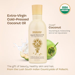 Maate Baby Organic Coconut Oil (200 ml) | Extra Virgin Cold Pressed | Made With Pollachi Dwarf Coconut | for Baby Body Massage & Hair Care | Baby Hair Oil 0-12 Years | Nourishes & Moisturise - Coconut Oil