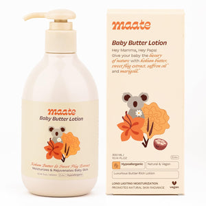 Maate Body Butter Lotion (300ml) | Enriched with Pure Kokum Butter & Sweet Flag Extract | Gentle Cream for Face, Skin & Body | Moisturizing Lotion for Kids 0–12 Years | Body Moisturizer - Baby lotion