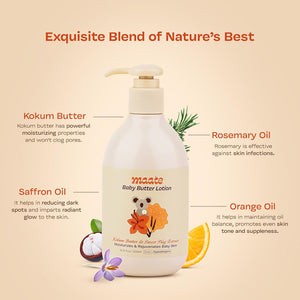 Maate Body Butter Lotion (300ml) | Enriched with Pure Kokum Butter & Sweet Flag Extract | Gentle Cream for Face, Skin & Body | Moisturizing Lotion for Kids 0–12 Years | Body Moisturizer - Baby lotion
