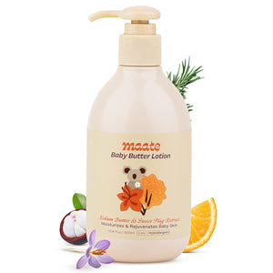 Maate Body Butter Lotion (300ml) | Enriched with Pure Kokum Butter & Sweet Flag Extract | Gentle Cream for Face, Skin & Body | Moisturizing Lotion for Kids 0–12 Years | Body Moisturizer - Baby lotion