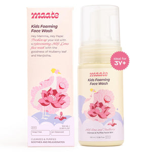 Maate Kids Foaming Face Wash (100 ml) | With Ayurvedic Herbs Holy Lotus & Mulberry | Cleanses & Purifies Facial Skin | Baby Face Wash 3-12 Years | Nourish All Skin Type, pH Balanced - Kids Face wash