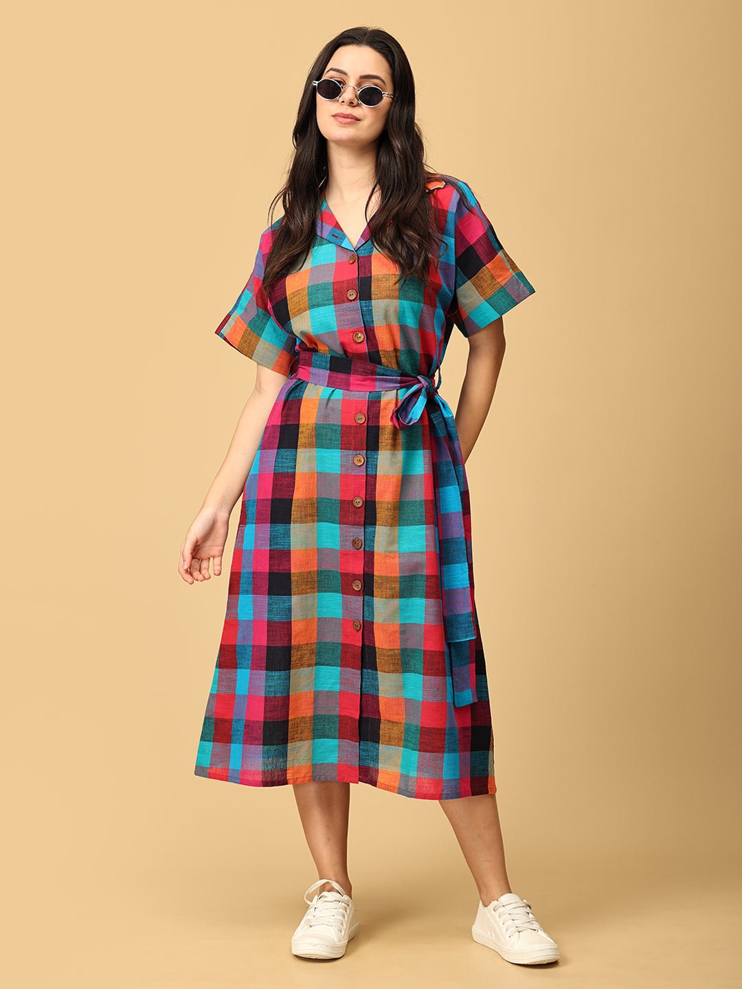 Madras Medley Checkered Women's Dress - WDRS - SK - MDRS - S
