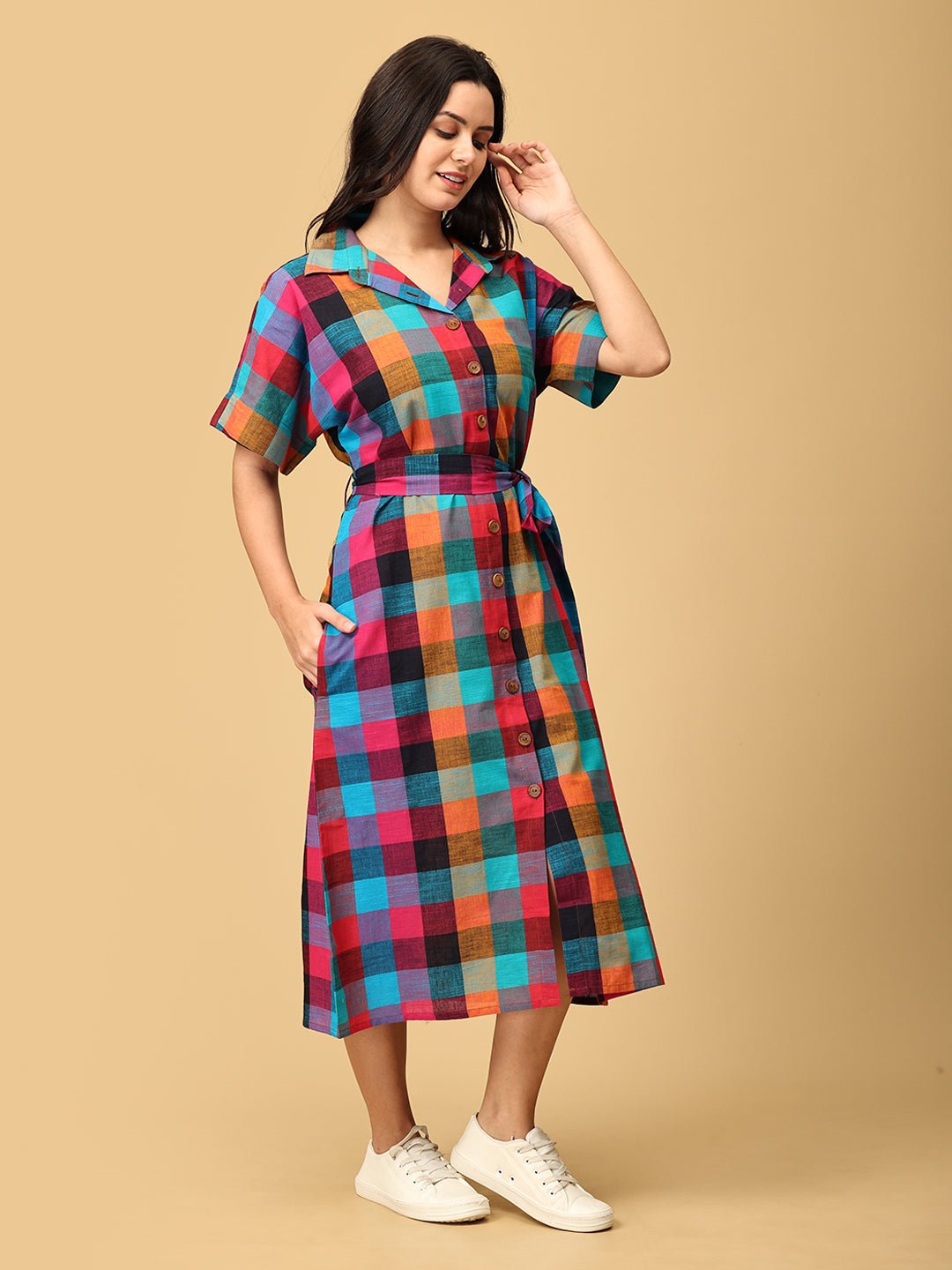 Madras Medley Checkered Women's Dress - WDRS - SK - MDRS - S