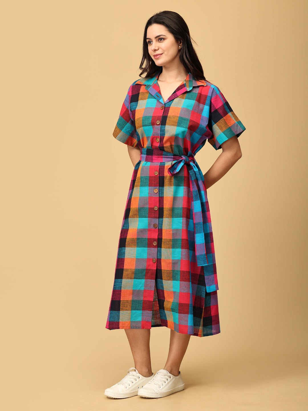 Madras Medley Checkered Women's Dress - WDRS - SK - MDRS - S