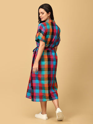 Madras Medley Checkered Women's Dress - WDRS - SK - MDRS - S
