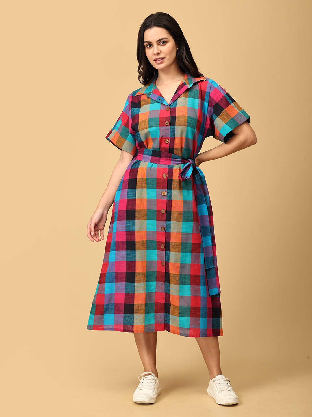 Madras Medley Checkered Women's Dress - WDRS - SK - MDRS - S
