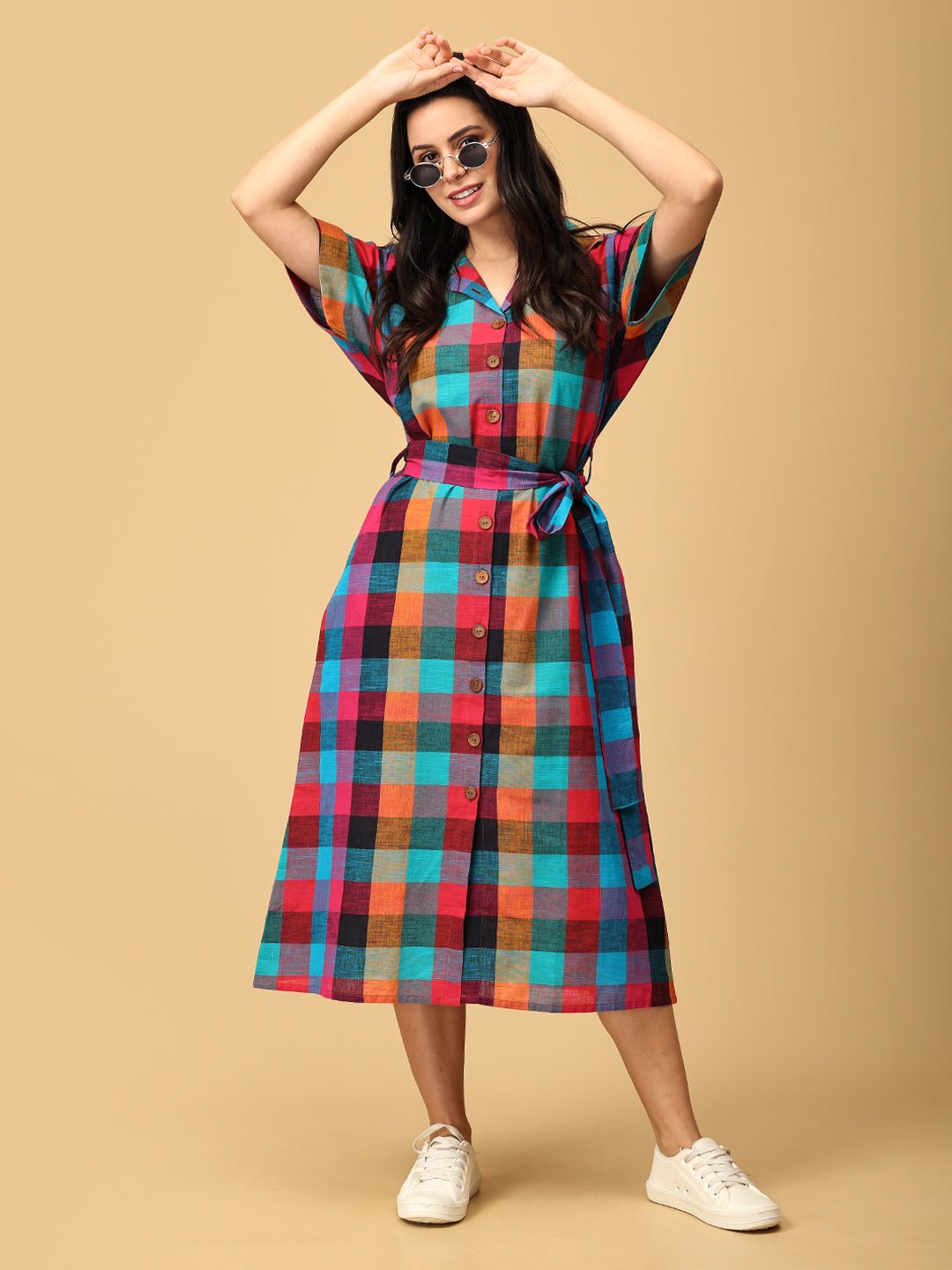 Madras Medley Checkered Women's Dress - WDRS - SK - MDRS - S