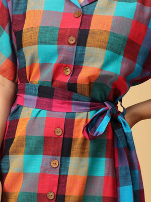 Madras Medley Checkered Women's Dress - WDRS - SK - MDRS - S