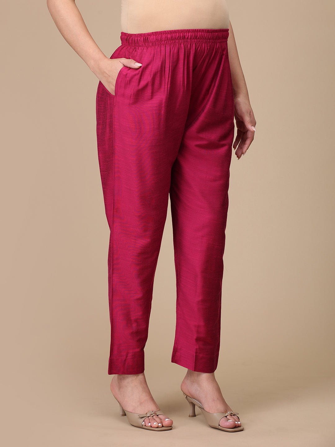 Magenta Haze Embroidered Maternity Silk Kurta Set with Nursing - S Maternity Ethnic Set