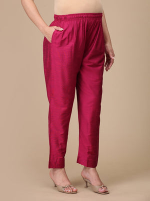 Magenta Haze Embroidered Maternity Silk Kurta Set with Nursing - S Maternity Ethnic Set