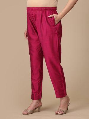 Magenta Haze Embroidered Maternity Silk Kurta Set with Nursing - S Maternity Ethnic Set