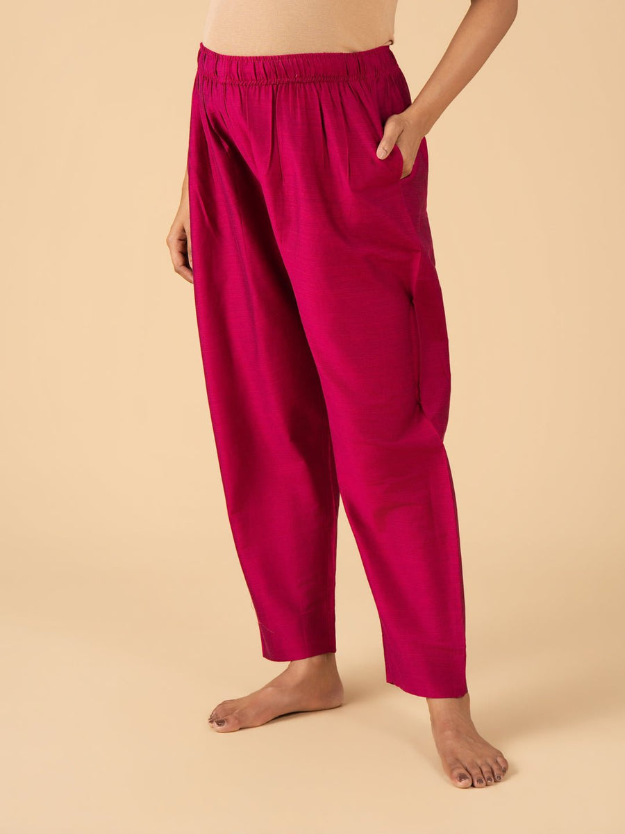 Magenta Silk Maternity Pants