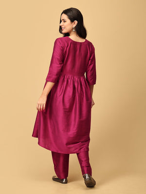 Magentastic Maternity And Nursing Silk Kurta Set