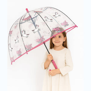 Magic World Unicorn theme Dome style Transparent Umbrella for Kids, 1 - 5years - Monsoon Wear