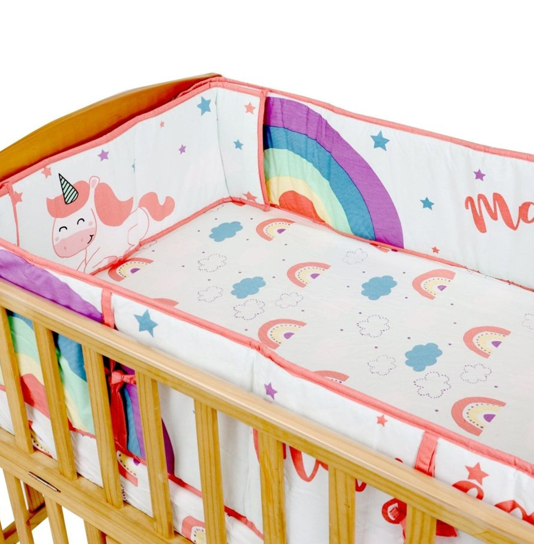 Magical Unicorn - 4 Section Crib Rails Protector Bumper Set