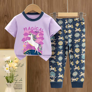 Magical Unicorn soft Cotton Joggers Nightsuit set for Kids - 2 - 3 Years Nightsuits