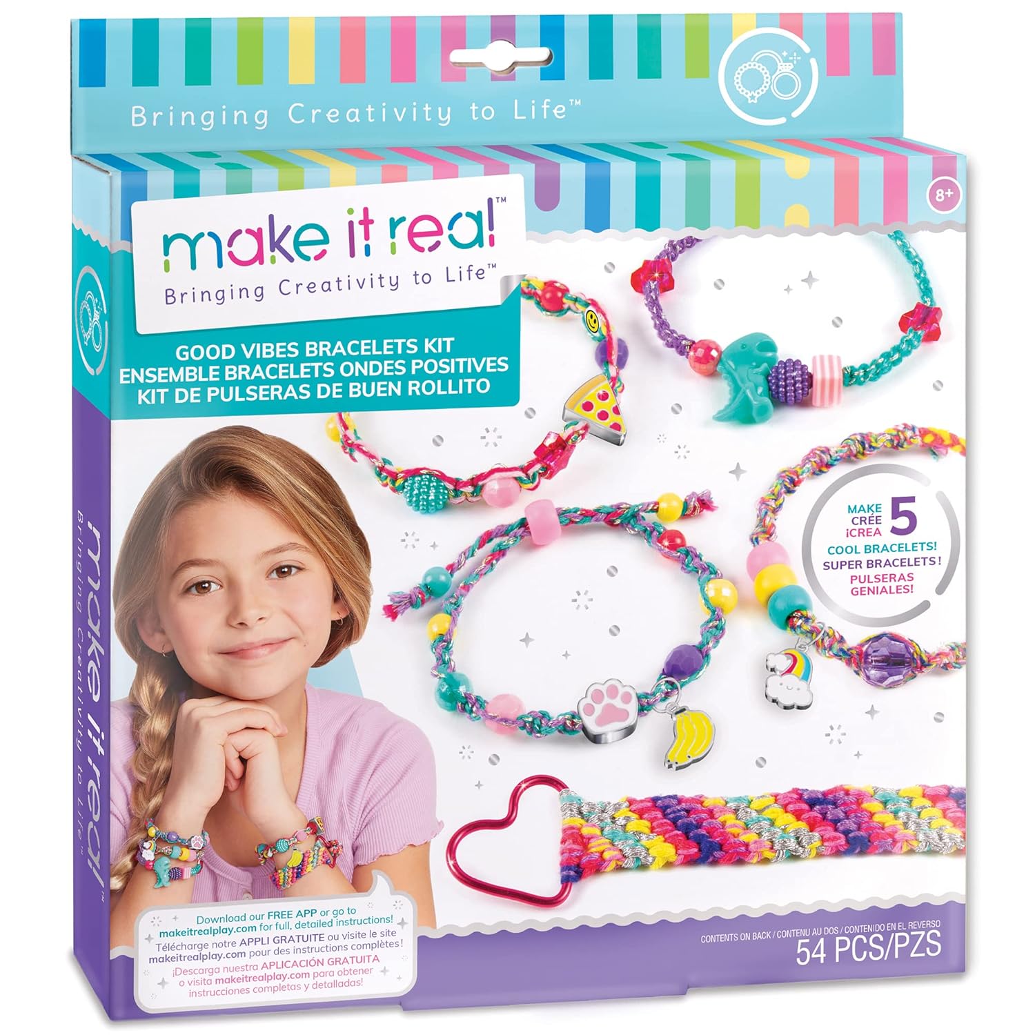 Make It Real Good Vibes Bracelet Kit|Create 5 Unique Cord Charm Bracelets - 1316