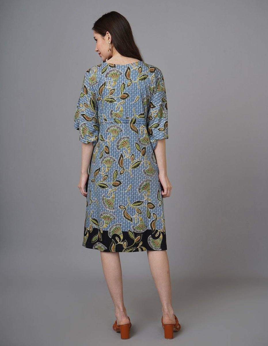Mandala Blue Maternity and Nursing Kaftan Midi Dress - NW-BLMNT-S