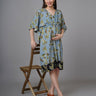 Mandala Blue Maternity and Nursing Kaftan Midi Dress - NW-BLMNT-S