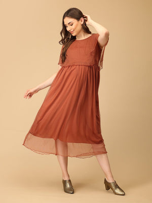 Maple Mist Maternity and Nursing Dress with Cape - S Maternity Gown