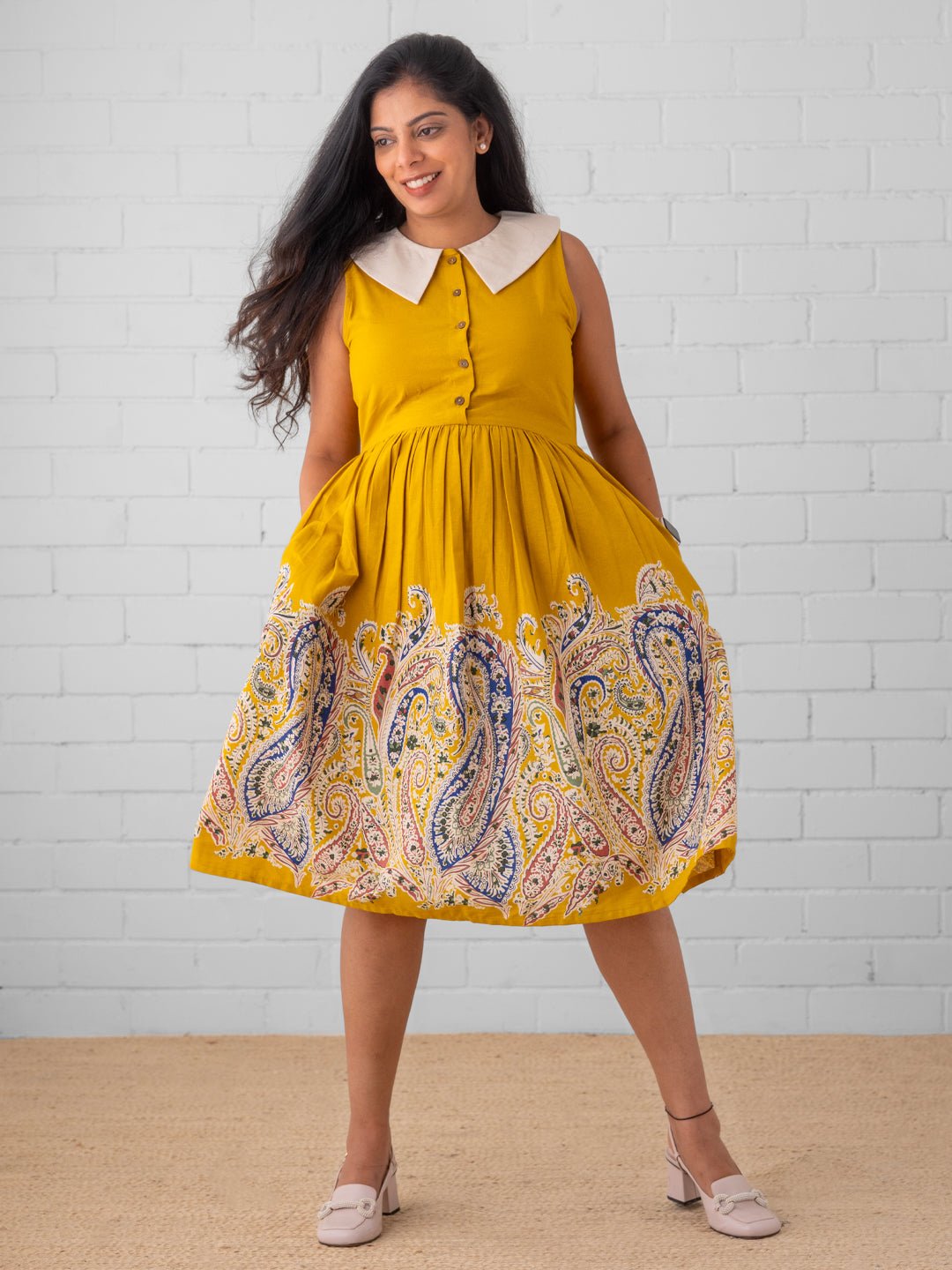 Marigold Mirage Maternity and Nursing Dress - S Maternity Casual Dress