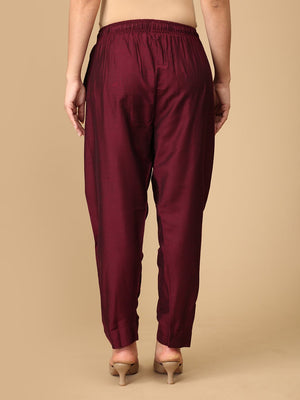 Marilyn Merlot Embroidered Maternity And Nursing Silk Kurta Set - S Maternity Ethnic Set