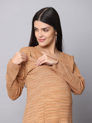 Marmalade Ribbed Maternity Dress with Nursing - DRS-MLRBD-S