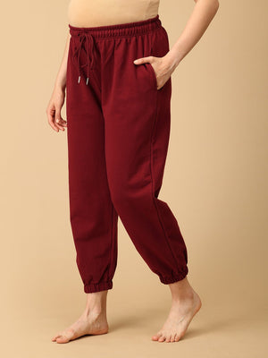 Maroon Maternity Joggers - DEN - AN - MRNJG - S