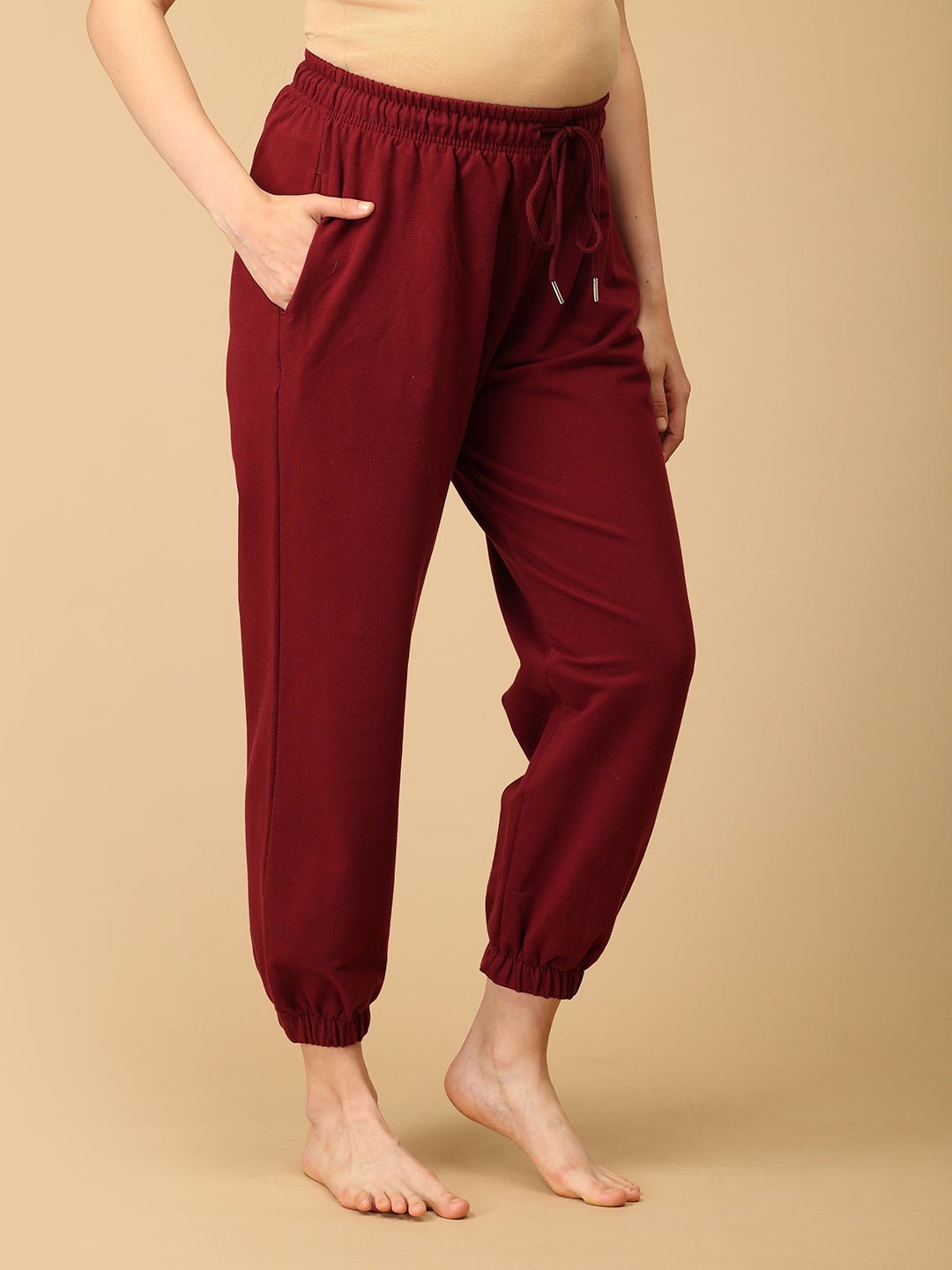 Maroon Maternity Joggers - DEN - AN - MRNJG - S