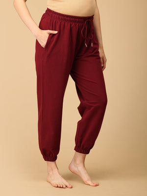 Maroon Maternity Joggers - DEN - AN - MRNJG - S