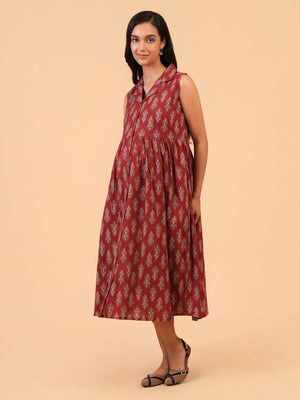 Maroon Melody Maternity and Nursing Dress - S Maternity Casual Dress