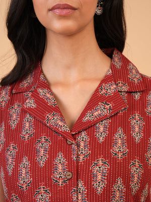 Maroon Melody Maternity and Nursing Dress - S Maternity Casual Dress