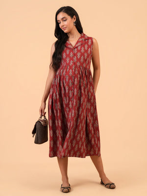 Maroon Melody Maternity and Nursing Dress - S Maternity Casual Dress