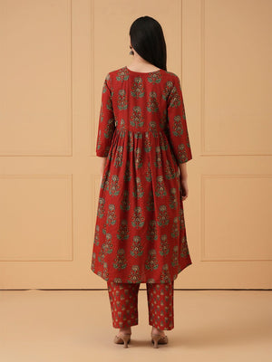 Maroon Melody Maternity and Nursing Kurta Set With Dupatta - S Maternity Ethnic Set