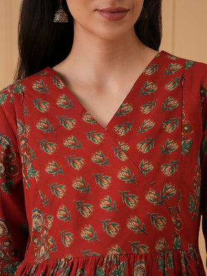Maroon Melody Maternity and Nursing Kurta Set With Dupatta - S Maternity Ethnic Set