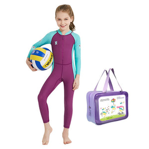 Maroon Mint Quote Sleeves Full Lenth Kids Swimwear With Upf 50+ Feature with Free Washbag - 3 - 4 Years Swim