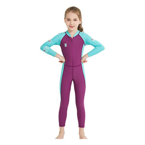 Maroon Mint Quote Sleeves Full Lenth Kids Swimwear With Upf 50+ Feature with Free Washbag - 3 - 4 Years Swim