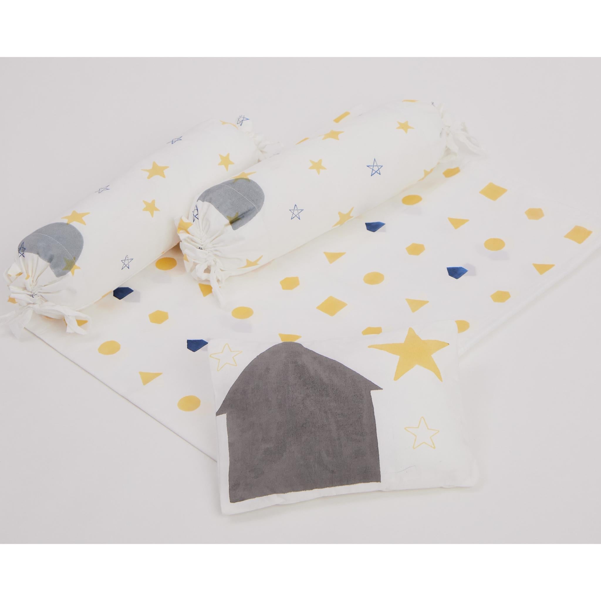 Masaya Pure Cotton Cot Bedding Set Shapes - MSY - CSB - 001D - Night