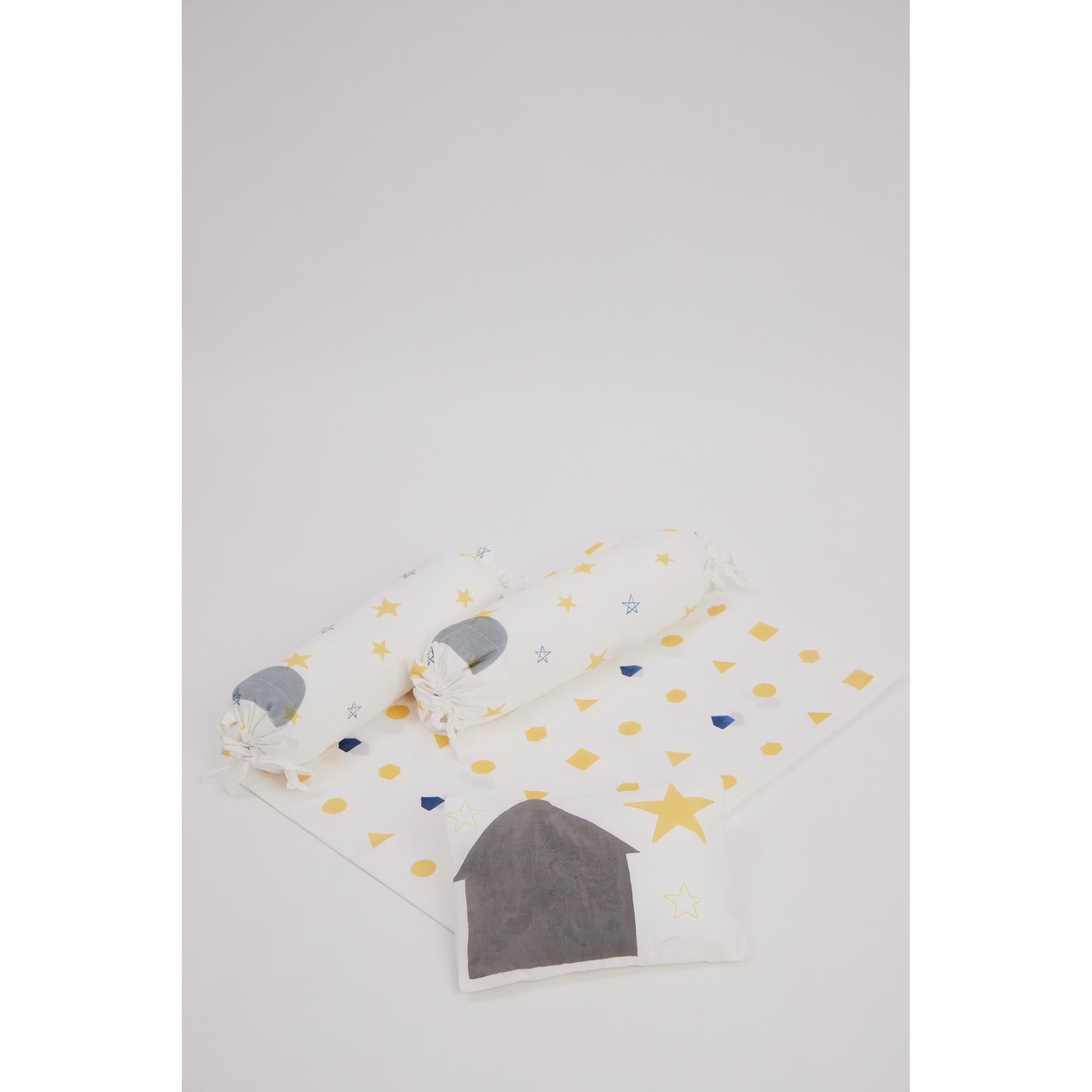 Masaya Pure Cotton Cot Bedding Set Shapes - MSY - CSB - 001D - Night