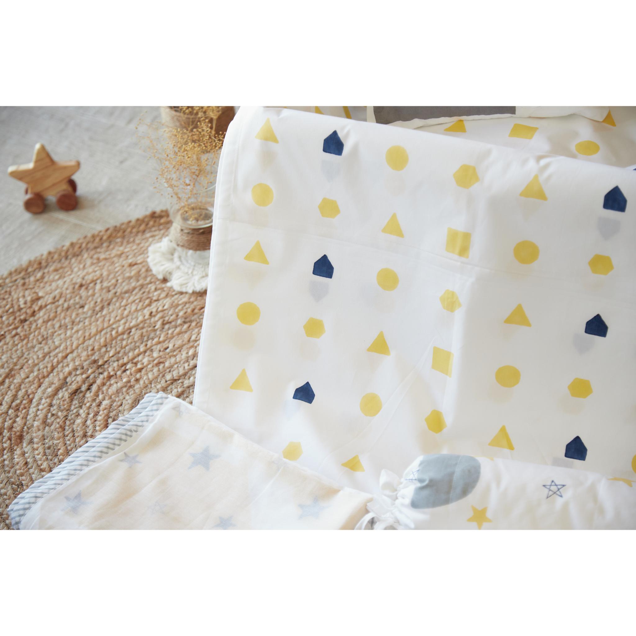 Masaya Pure Cotton Cot Bedding Set Shapes - MSY - CSB - 001D - Night